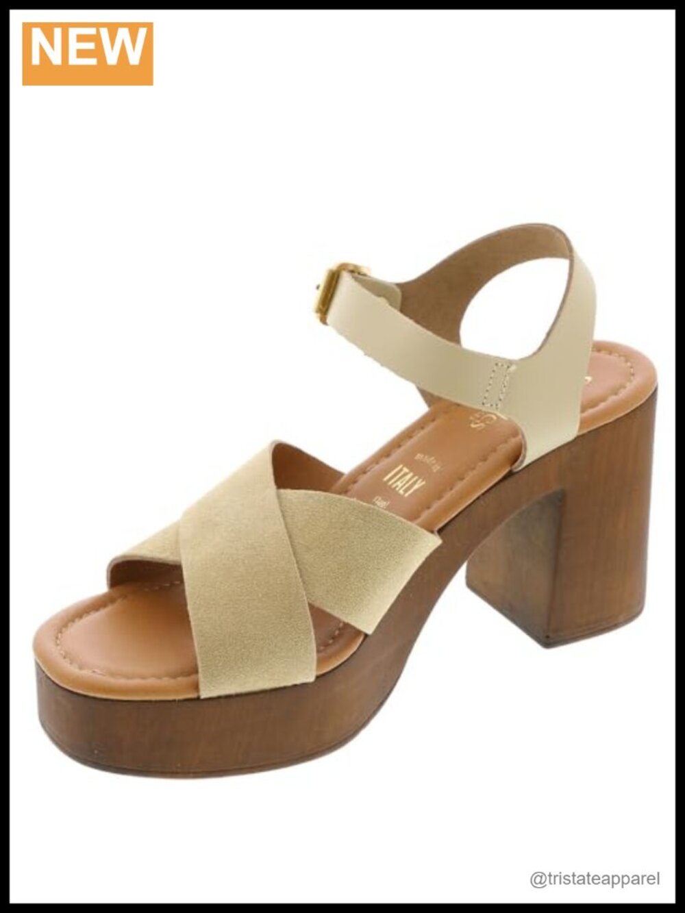 Seychelles Paloma Cross-Band Stacked Heel Sandals Square Toe Buckle Ankle Strap
